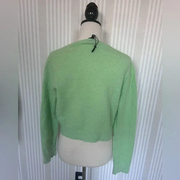ME+EM Responsible Alpaca Wool Crop Cardigan Green Women’s Size Large - Picture 8 of 11